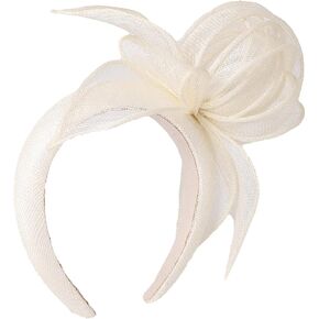Sinamay Flower Fascinator Hat for Women - Derby & Church Headpiece for Weddings, Cocktail, Tea Parties