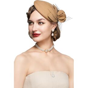 BABEYOND Fascinator Hats for Women - Tea Party Hats Fascinators Kentucky Headband Felt Derby Hat Wedding Flower Mesh Headwear