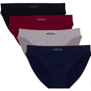 Adidas womens Seamless Bikini Underwear 4-pack (US, Alpha, Medium, Regular, Regular, Multi Black)