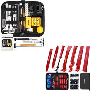BYNIIUR Bundle of Watch Repair Kit and Auto Trim Removal Tool Kit