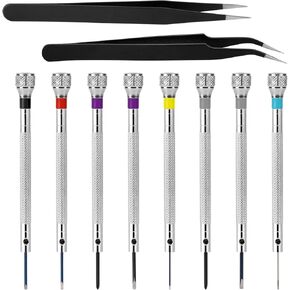 8 Pieces Watch Screwdriver Set Professional, Micro Precision Glasses Repair Kit 0.6-1.6mm Watch Repair Screwdriver Set with 2 Tweezers for Watches, Eyeglasses, Jewelry Work, Electronics Repairing