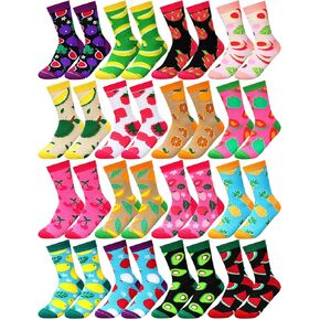 16 Pairs Fruit Socks for Women Men Colorful Novelty Crew Socks for Summer Party Dress