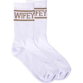 Wifey Socks, Soft Comfy White Bride Socks Wedding Essential with Gold Text Unique Bridal Gift for Women Wives on Wedding Engagement Anniversary Birthday