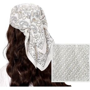VANLINKER Paisley Satin Head Scarf for Women Men Versatile Silk-Like Hair Scarf Vintage Bandana Large Square Scarves 27.5"