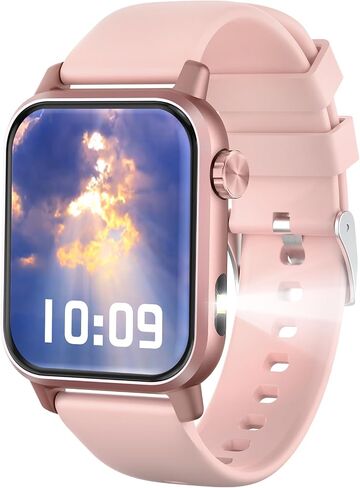 Smart Watch, 1.85" HD Display, 3D Dynamic Dial, 60Hz High Refresh, Bluetooth Calling, LED Flashlight, 100+ Sports Modes (Pink) in Saudi Arabia