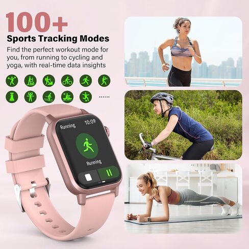 Smart Watch, 1.85" HD Display, 3D Dynamic Dial, 60Hz High Refresh, Bluetooth Calling, LED Flashlight, 100+ Sports Modes (Pink) in Saudi Arabia