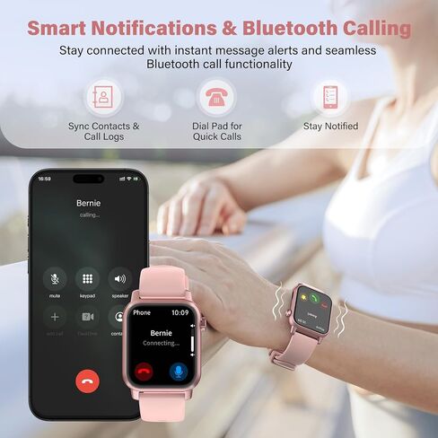 Smart Watch, 1.85" HD Display, 3D Dynamic Dial, 60Hz High Refresh, Bluetooth Calling, LED Flashlight, 100+ Sports Modes (Pink) in Saudi Arabia