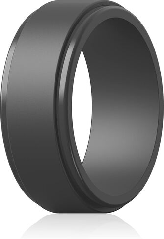 ThunderFit Silicone Wedding Rings for Men, Flat Step Edge Rubber Engagement Bands 10mm Wide 2.5mm Thick - 1/4/7 Variety Multipack in Saudi Arabia