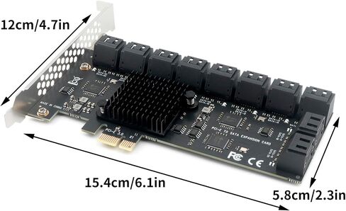 PCIe x1 to 12-Port SATA3.0 Expansion Card,6Gbps SATA Adapter for SSD/HDD, Plug and Play with 12 Status LEDs, Compatible with Windows/Linux/Ubuntu/ESXi/Synology NAS in Kuwait