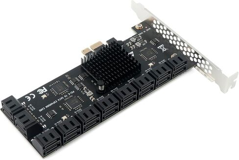 PCIe x1 to 12-Port SATA3.0 Expansion Card,6Gbps SATA Adapter for SSD/HDD, Plug and Play with 12 Status LEDs, Compatible with Windows/Linux/Ubuntu/ESXi/Synology NAS in Kuwait