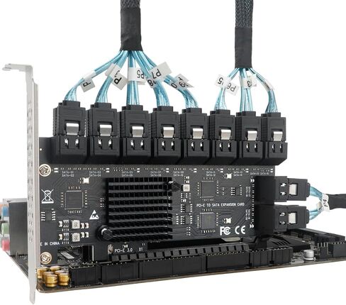 PCIe x1 to 12-Port SATA3.0 Expansion Card,6Gbps SATA Adapter for SSD/HDD, Plug and Play with 12 Status LEDs, Compatible with Windows/Linux/Ubuntu/ESXi/Synology NAS in Kuwait