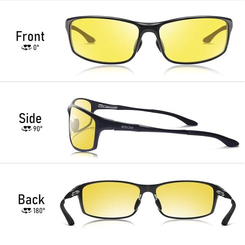 BIRCEN Night Vision Glasses for Driving, Anti Glare HD Al-Mg Frame Night Driving Glasses for Men and Women in Saudi Arabia