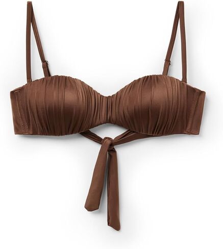 Woman's Graduated Padded Bandeau Swimsuit Top Shiny Satin in Saudi Arabia