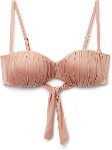 Woman's Graduated Padded Bandeau Swimsuit Top Shiny Satin in Saudi Arabia