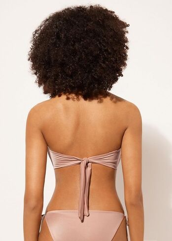 Woman's Graduated Padded Bandeau Swimsuit Top Shiny Satin in Saudi Arabia