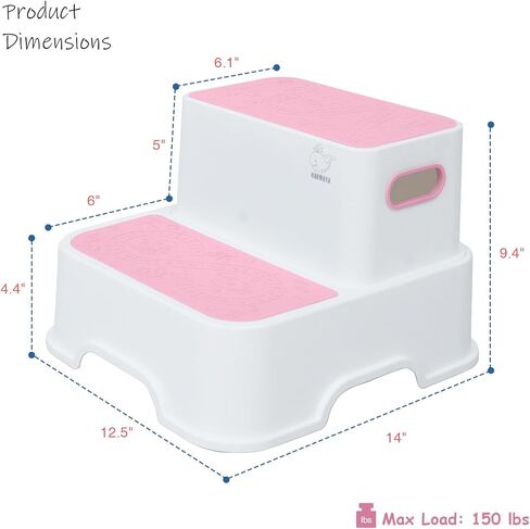 Harwaya Toddler Step Stool for Bathroom Sink 2 Pack, Kids Step Stools for Toilet Potty Training, Plastic Stepping Stool for Toddlers Child Kid Kitchen Bedroom Bed -White (Included Two Faucet Extender) in Saudi Arabia