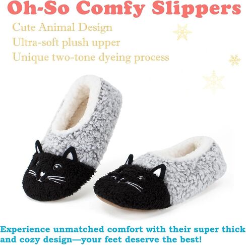 Cute Slippers for Women & Kids, Fuzzy Animal Slipper Socks with Non-slip Soles, Unique Funny Gifts in Saudi Arabia