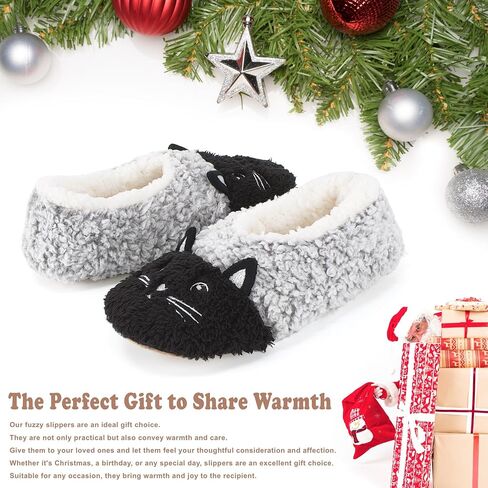 Cute Slippers for Women & Kids, Fuzzy Animal Slipper Socks with Non-slip Soles, Unique Funny Gifts in Saudi Arabia