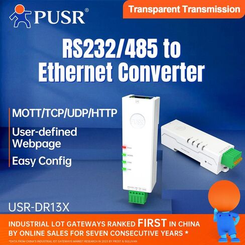 Din Rail حجم صغير RS232 إلى محول إيثرنت خادم الجهاز التسلسلي Modbus Gateway Modbus RTU إلى Modbus TCP في صفحة الويب المدمجة USR-DR132 in Kuwait