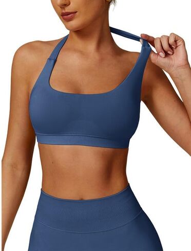 صدرية رياضية للنساء خالص الرسن اليوغا صدرية مفتوحة الظهر مبطنة Strappy Bras عالية التأثير حمالات رياضية in Saudi Arabia