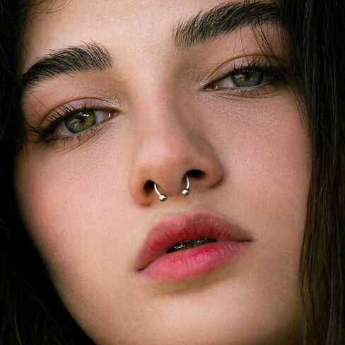Aumeo 6PCS Nose Septum Ring 16G 18G Surgical Steel Nose Piercing Jewelry 8mm 10mm 12mm Horseshoe Septum Rings Lip Earring Eyebrow Hoop Rings Silver Gold Black in Kuwait