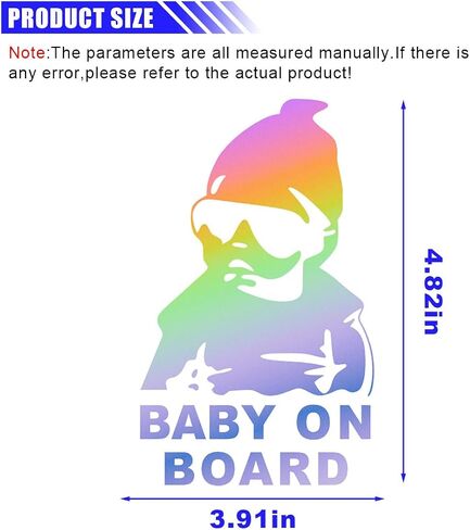 Baby on Board Sticker for Car, Funny Baby Safety Car Signs, Adhesive/Removable/Reflective/Waterproof, Cute Safety Caution Decal, No Need for Magnet or Suction Cup (2PCS) in Saudi Arabia