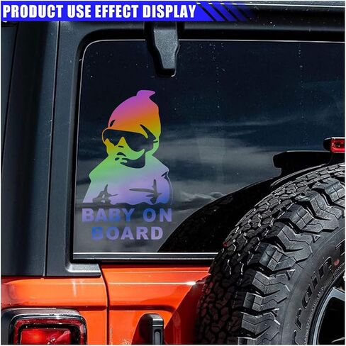 Baby on Board Sticker for Car, Funny Baby Safety Car Signs, Adhesive/Removable/Reflective/Waterproof, Cute Safety Caution Decal, No Need for Magnet or Suction Cup (2PCS) in Saudi Arabia