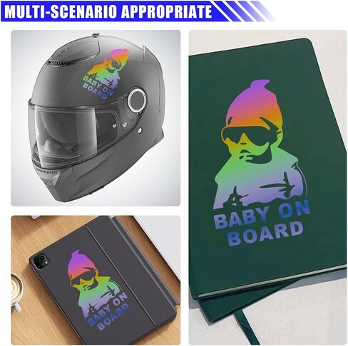 Baby on Board Sticker for Car, Funny Baby Safety Car Signs, Adhesive/Removable/Reflective/Waterproof, Cute Safety Caution Decal, No Need for Magnet or Suction Cup (2PCS) in Saudi Arabia