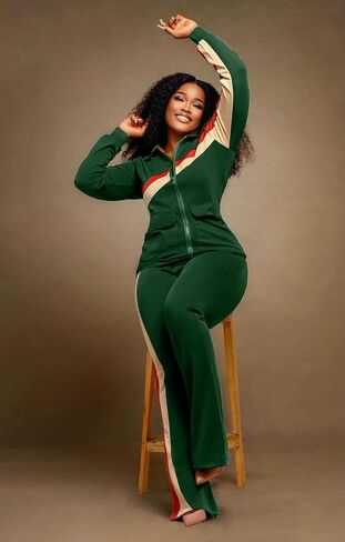 2 Piece Outfits for Women Tracksuit Set Jogging Suits Workout Gym Set Sweatpants Sport Sets Pocket in Kuwait