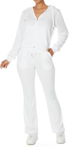 ملابس من القطعة للسيدات مجموعة التعرق مجموعة zip up hoodie boot cut reg sweatpants french terry lounge in Saudi Arabia
