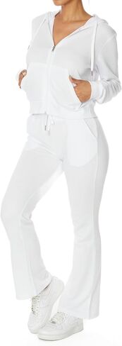 ملابس من القطعة للسيدات مجموعة التعرق مجموعة zip up hoodie boot cut reg sweatpants french terry lounge in Saudi Arabia
