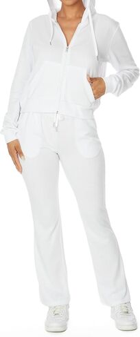 ملابس من القطعة للسيدات مجموعة التعرق مجموعة zip up hoodie boot cut reg sweatpants french terry lounge in Saudi Arabia