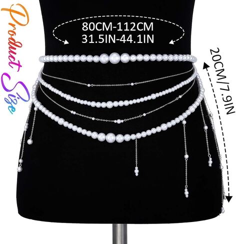 COSYDAYS Pearl Chain Belts Silver Body Waist Jewelry for Women in Saudi Arabia
