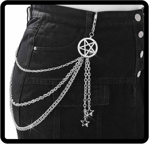 Navoky Punk Jean Chain Star Goth Layered Y2K Pant Wallet Chains Silver Hip Hop Pocket Chains Belt for Women and Men in Kuwait