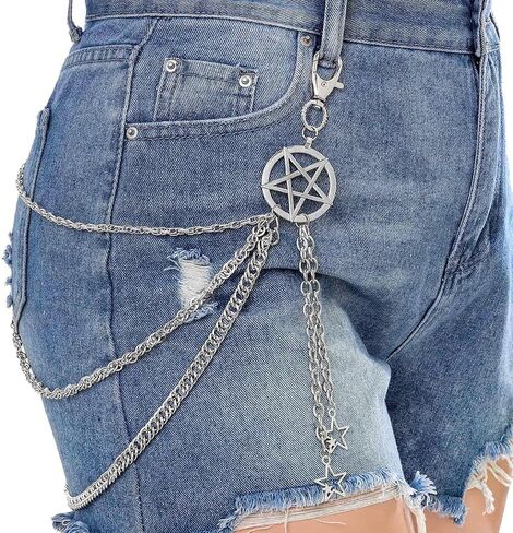 Navoky Punk Jean Chain Star Goth Layered Y2K Pant Wallet Chains Silver Hip Hop Pocket Chains Belt for Women and Men in Kuwait