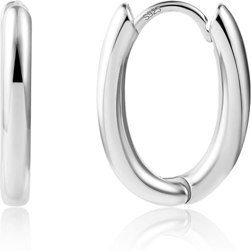 925 Sterling Silver Earrings Small Oval Hoop Earrings for Women Trendy 14K Gold Plated Hypoallergenic Earrings Small Thick Huggie Hoops Earrings in Kuwait