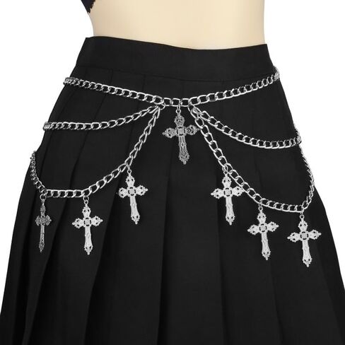 Goth Cross Belt Punk Hip Hop Waist Chain Belly Chains for Women Waist Chain Corset Raven Belt Grunge Belt Halloween Emo Accessories Pirate Waist Chain in Saudi Arabia