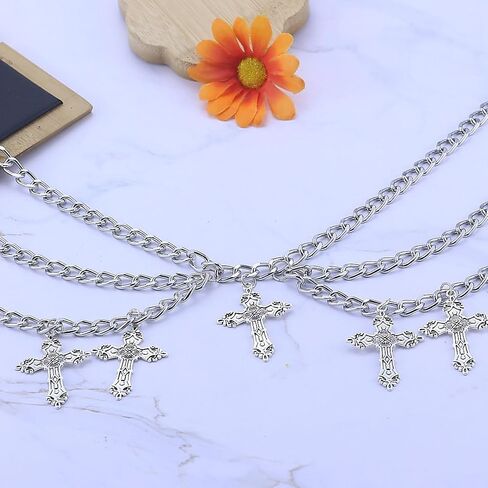 Goth Cross Belt Punk Hip Hop Waist Chain Belly Chains for Women Waist Chain Corset Raven Belt Grunge Belt Halloween Emo Accessories Pirate Waist Chain in Saudi Arabia