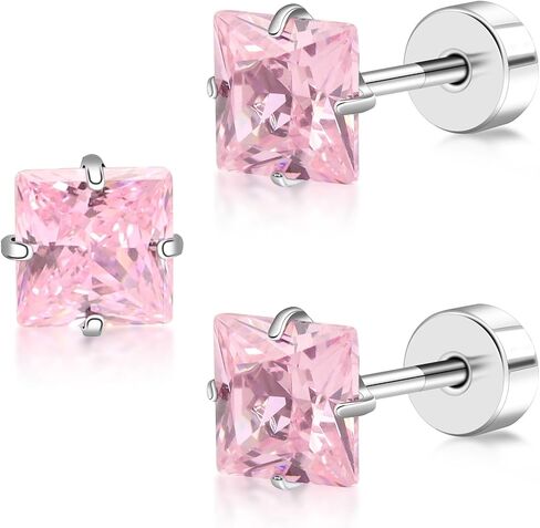 Women's Earrings Anti-Allergy Titanium Earrings Cubic Zirconia Flat Back Design Star/Heart/Square Available 4MM/5MM Clear/Pink Comfortable Daily Wear Holiday Gift in Saudi Arabia
