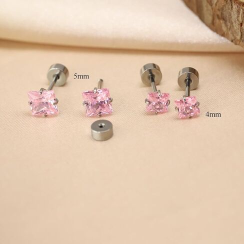 Women's Earrings Anti-Allergy Titanium Earrings Cubic Zirconia Flat Back Design Star/Heart/Square Available 4MM/5MM Clear/Pink Comfortable Daily Wear Holiday Gift in Saudi Arabia
