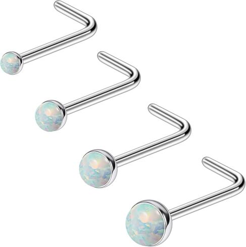 Ruifan ASTM F136 Titanium أنف حلقات 18G 20G 22G مرصعة بالأبيض الأذكي الأذني أزرار الأوعية الرنم المسمار على شكل حرف L على شكل حرف L hypoallergenic المجوهرات للنساء 1.5 مم 2 مم 2.5 مم 3 مم 4 مساء in Saudi Arabia
