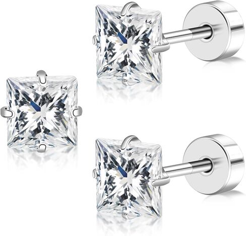 Women's Earrings Anti-Allergy Titanium Earrings Cubic Zirconia Flat Back Design Star/Heart/Square Available 4MM/5MM Clear/Pink Comfortable Daily Wear Holiday Gift in Saudi Arabia