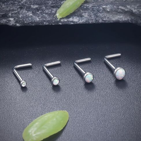 Ruifan ASTM F136 Titanium أنف حلقات 18G 20G 22G مرصعة بالأبيض الأذكي الأذني أزرار الأوعية الرنم المسمار على شكل حرف L على شكل حرف L hypoallergenic المجوهرات للنساء 1.5 مم 2 مم 2.5 مم 3 مم 4 مساء in Saudi Arabia