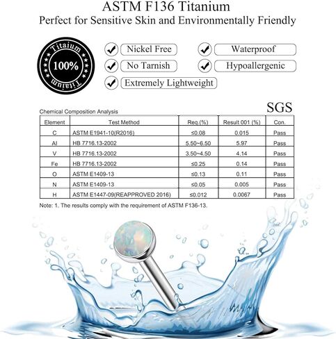 Ruifan ASTM F136 Titanium أنف حلقات 18G 20G 22G مرصعة بالأبيض الأذكي الأذني أزرار الأوعية الرنم المسمار على شكل حرف L على شكل حرف L hypoallergenic المجوهرات للنساء 1.5 مم 2 مم 2.5 مم 3 مم 4 مساء in Saudi Arabia