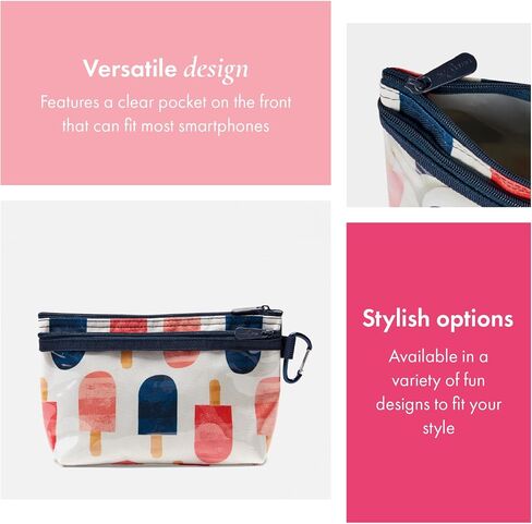 THIRTY-ONE Gifts Clear Clip Pouch with Zipper, Clear Pocket and Carabiner Clip, Popsicle Perfection in Saudi Arabia