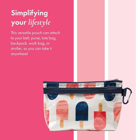 THIRTY-ONE Gifts Clear Clip Pouch with Zipper, Clear Pocket and Carabiner Clip, Popsicle Perfection in Saudi Arabia