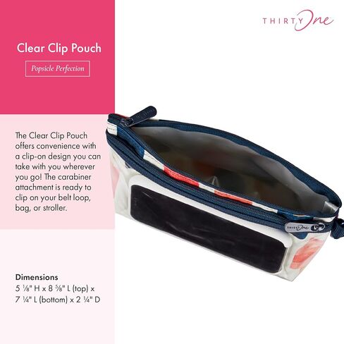 THIRTY-ONE Gifts Clear Clip Pouch with Zipper, Clear Pocket and Carabiner Clip, Popsicle Perfection in Saudi Arabia