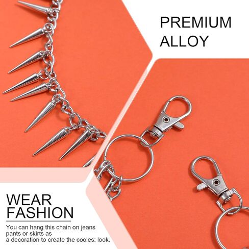 Chain For Pants, Mabor Layered Pants Chain Silver Goth Biker Wallet Chains Punk Rivet Tassel Jeans Accessories for Women and Men(1 Pcs) in Saudi Arabia