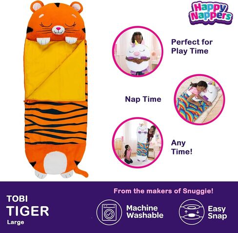 Happy Nappers Pillow & Sleepy Sack- Comfy, Cozy, Compact, Super Soft, Warm, All Season, Sleeping Bag with Pillow- Medium 54" x 20", Triceratops (Tiger, Medium- 54" x 20") in Saudi Arabia