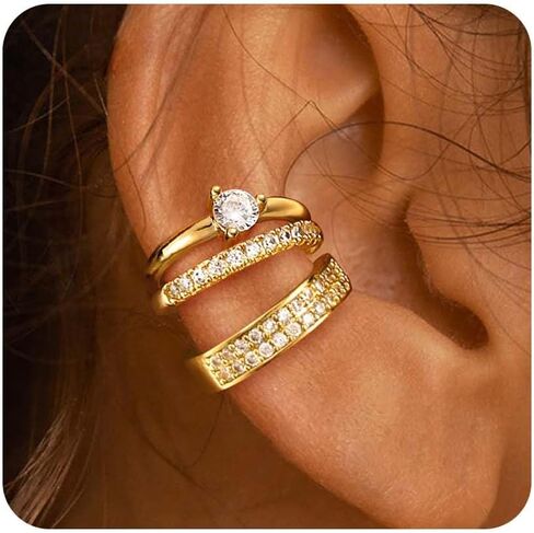 أصفاد الأذن الذهبية أقراط للنساء ، وأقراط غضروف الذهب 14K مطلي بالذهب/غضروف فضي مجموعة من الأذنين الزركونيا المكعبان المكعبان الأقراط in Saudi Arabia